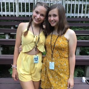 Yellow front tie romper